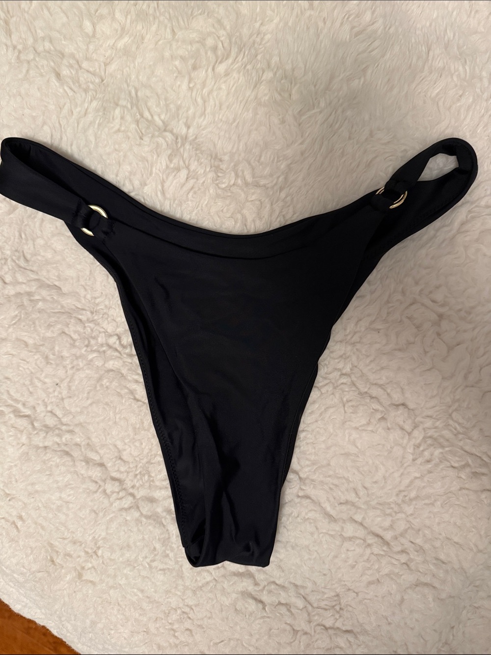 Quince Black High-Leg Bikini Bottom with Ring Accents